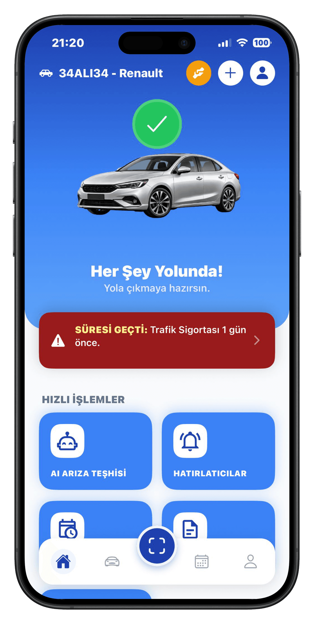 Torpidoda mobil uygulamasında araç özeti ve akıllı hatırlatıcılar